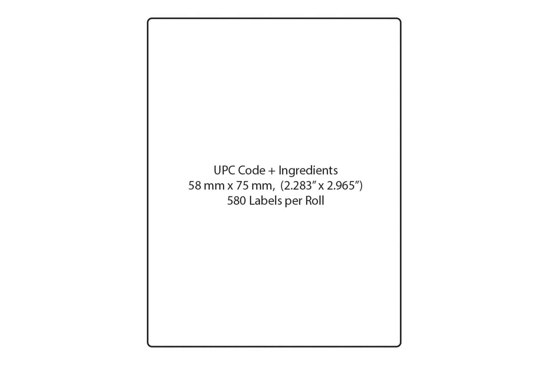 BL-8400 Blank, UPC and Ingredients, Direct Thermal Label