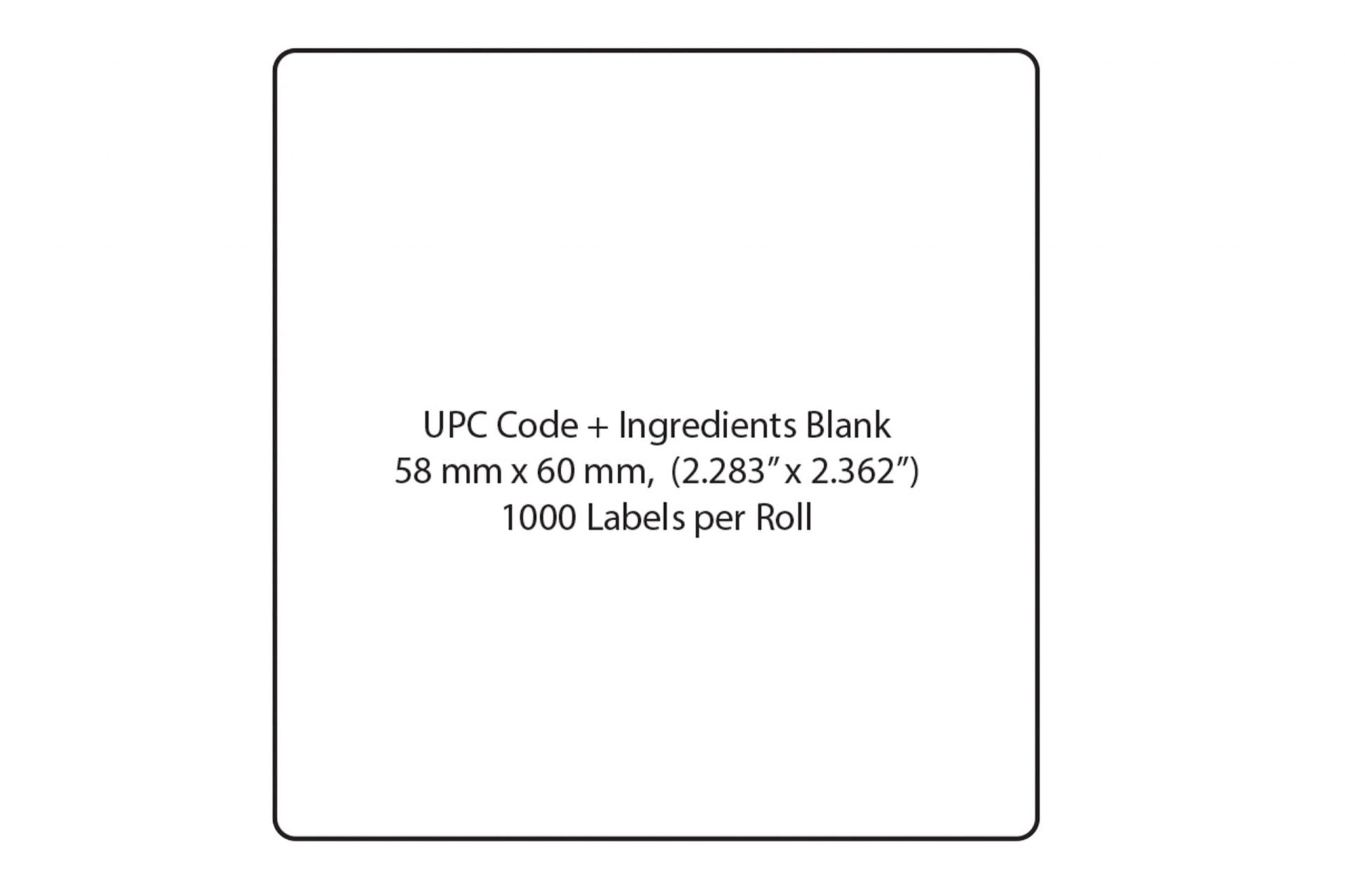 TR-8020 Blank, UPC and Ingredients, Direct Thermal Label