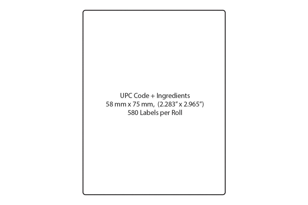 BL-8400 Blank, UPC and Ingredients, Direct Thermal Label