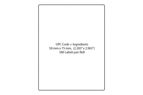 BL-8400 Blank, UPC and Ingredients, Direct Thermal Label
